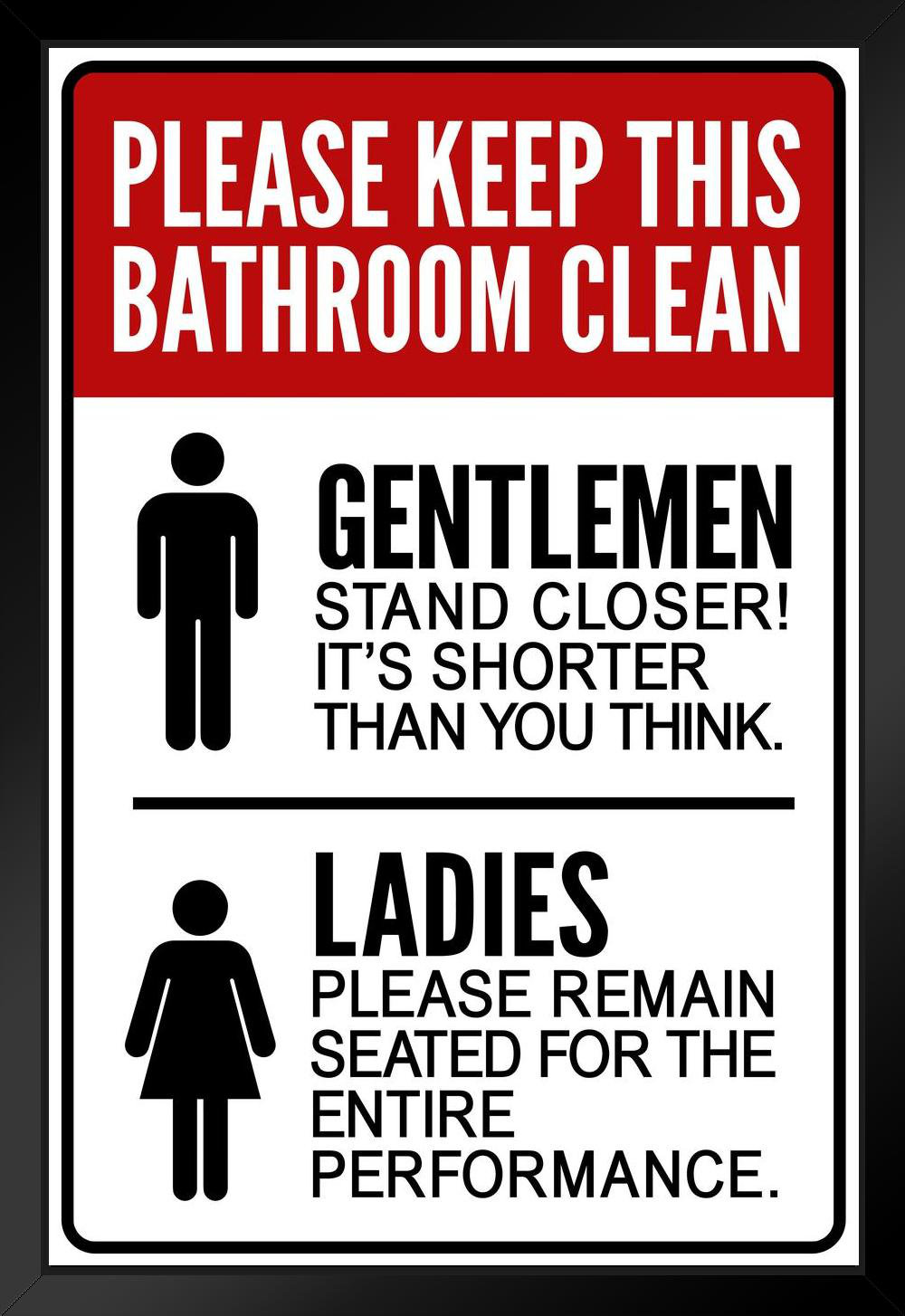 Trinx " Warning Sign Please Keep This Bathroom Clean Notice Black Wood